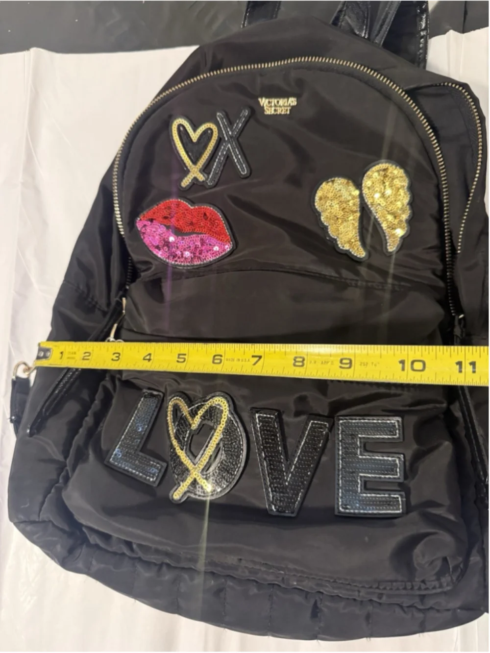 VICTORIA'S SECRET Runway Patch City Backpack sequin bling Black Sequin